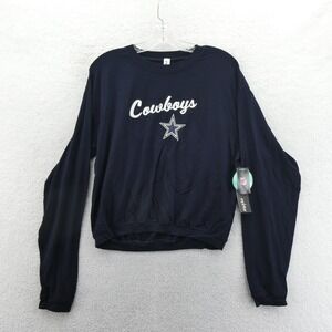 Certo Shirt Womens Medium Dallas Cowboys Navy Blue Long Sleeve‎ Cropped NFL Star